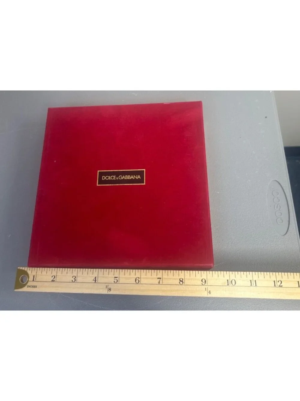 Dolce & Gabbana Red Velvet Storage Box Black Logo Gold Interior Luxury Designer